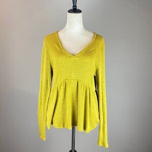 NWT Anthropologie T.La Gold Babydoll Peplum Top Women's Size Large